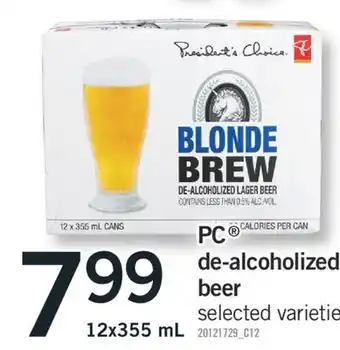 Fortinos Pc de-alcoholized beer 12x355 ml offer