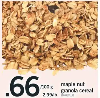Fortinos Maple nut granola cereal offer
