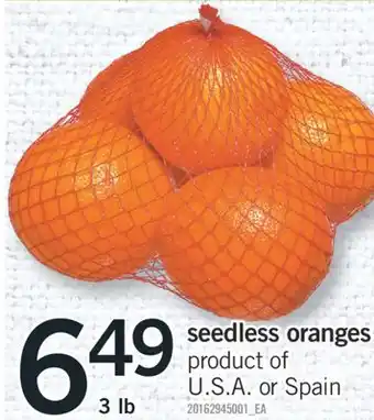 Fortinos Seedless oranges, 3 lb offer