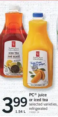 Fortinos Pc juice or iced tea offer