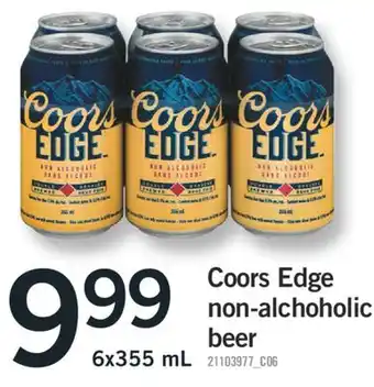 Fortinos Coors edge non-alchoholic beer 6x355 ml offer