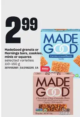 Independent Grocer Madegood granola or mornings bars, cookies, minis or squares, 110-150 g offer