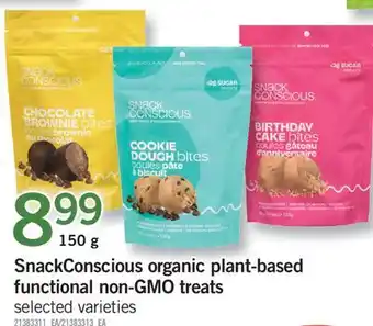 Fortinos Snackconscious organic plant-based functional non-gmo treats 150 g offer