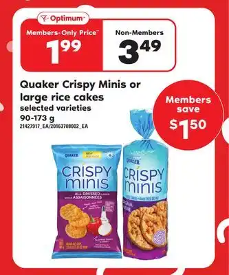 Independent Grocer Quaker crispy minis or large rice cakes offer