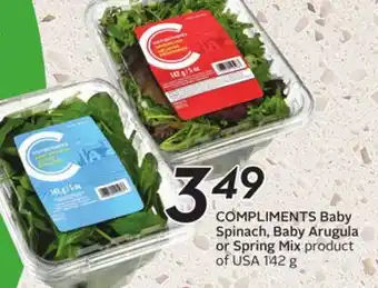Sobeys Baby spinach, baby arugula or spring mix offer