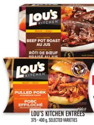 Metro Lou's kitchen entrées offer