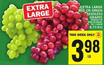 Food Basics Extra large red or green seedless grapes offer