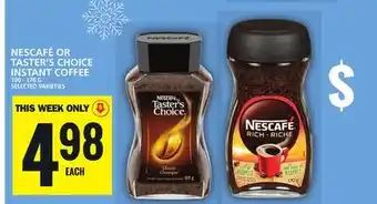 Food Basics Nescafé or taster's choice instant coffee offer