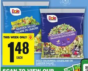 Food Basics Dole colourful coleslaw or garden salad offer