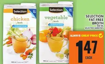 Food Basics Selection fat free broth offer