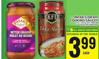 Food Basics Patak's or kfi cooking sauces offer