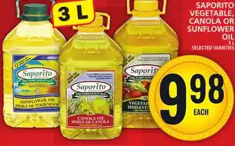 Food Basics Saporito vegetable, canola or sunflower oil offer