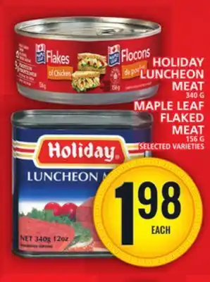 Food Basics Holiday luncheon meat or maple leaf flaked meat offer