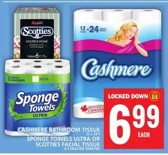 Food Basics Cashmere bathroom tissue or sponge towels ultra or scotties facial tissue offer