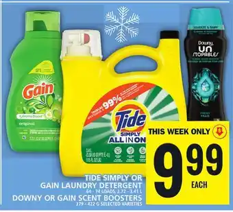 Food Basics Tide simply or gain laundry detergent or downy or gain scent boosters offer