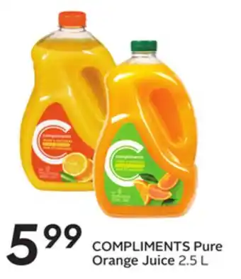 Sobeys Compliments pure orange juice offer