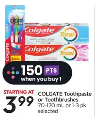 Sobeys Toothpaste or toothbrushes offer