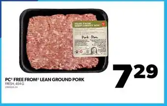Real Canadian Superstore Pc free from lean ground pork, 454 g offer