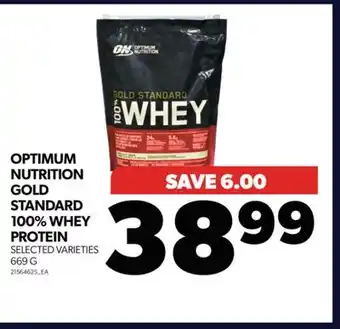 Real Canadian Superstore Optimum nutrition gold standard 100% whey protein, 669 g offer