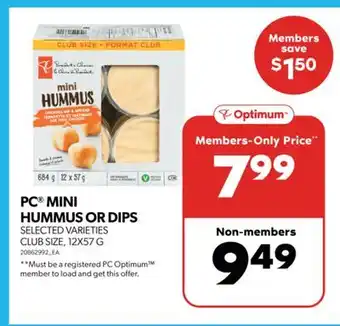 Real Canadian Superstore Pc mini hummus or dips, 12x57 g offer