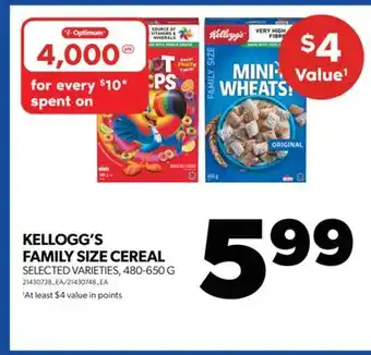 Real Canadian Superstore Kellogg's family size cereal, 480-650 g offer