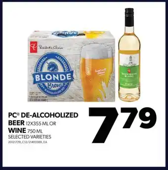 Real Canadian Superstore Pc de-alcoholized beer 12x355 ml or wine 750 ml offer