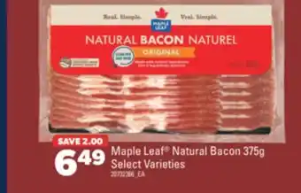Real Canadian Superstore Maple leaf natural bacon, 375g offer