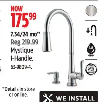Canadian Tire Pfister kitchen faucet mystique 1-handle offer