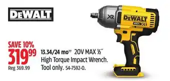 Canadian Tire Dewalt 20v max 1⁄2 high torque impact wrench offer