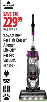 Canadian Tire Bissell pet hair eraser allergen lift-off pet pro upright vacuum offer