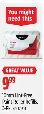 Canadian Tire Premier 10mm lint-free paint roller refills, 3-pk offer
