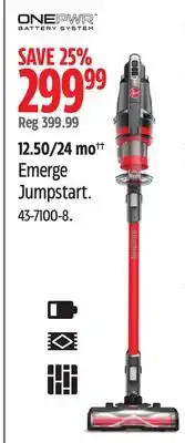 Canadian Tire Hoover emerge jumpstart stick vacuum offer