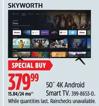Canadian Tire Skyworth 50 4k android smart tv offer