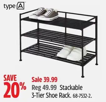 Canadian Tire Type a stackable 3-tier shoe rack offer