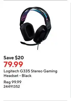 Staples Logitech g335 stereo gaming headset - black offer