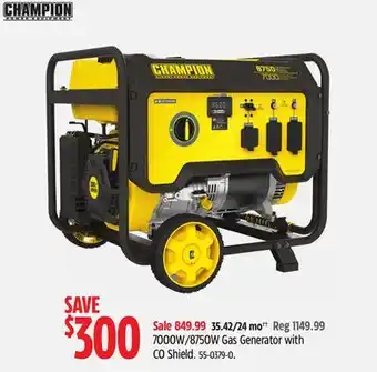 Canadian Tire 7000w/8750w gas generator with co shield offer