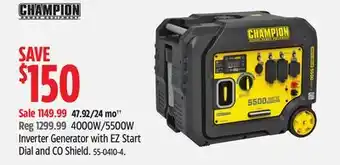 Canadian Tire 5500w inverter generator with ez start dial and co shield offer
