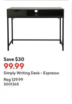 Staples Simply writing desk - espresso offer