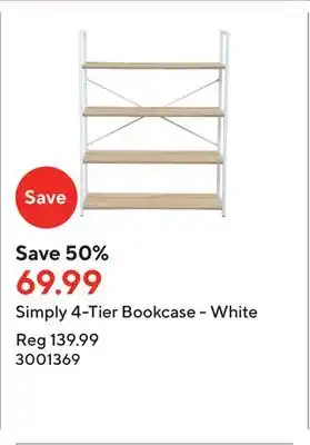 Staples Simply 4-tier bookcase - white offer