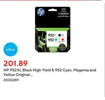 Staples Hp 952xl black high yield & 952 cyan, magenta and yellow original ink cartridges, 4/pack (n9k28an) offer