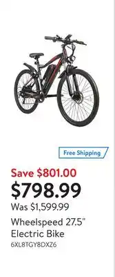 Walmart Wheelspeed 27.5 electric bike offer