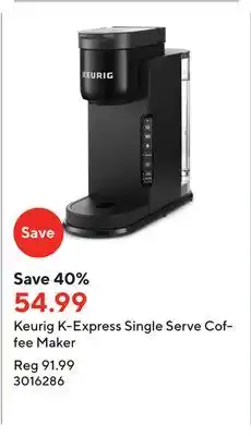 Staples Keurig k-express single serve coffee maker offer