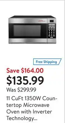 Walmart 11 cuft 1350w countertop microwave oven with inverter technology stainless steel microwave oven with led lighting safety lock offer