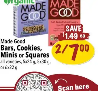 Farm Boy Made good bars, cookies, minis or squares offer