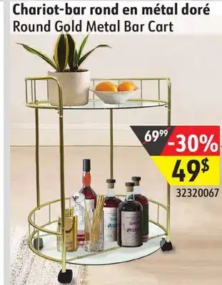 Sushi Shop Round gold metal bar cart offer