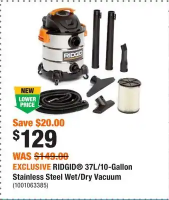 Home Depot Exclusive ridgid 37l/10-gallon stainless steel wet/dry vacuum offer