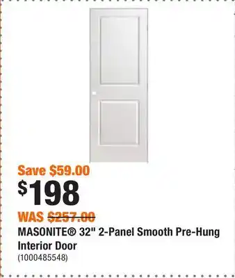 Home Depot Masonite 32 2-panel smooth pre-hung interior door offer
