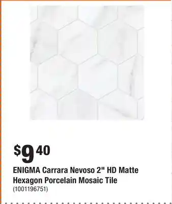 Home Depot Enigma carrara nevoso 2 hd matte hexagon porcelain mosaic tile offer