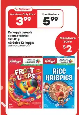 Valu-mart Céréales kellogg's, 227-451 g offer