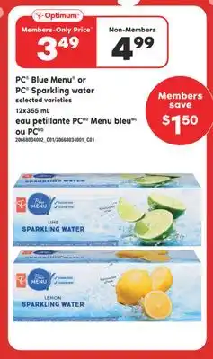Valu-mart Eau pétillante pc menu bleu ou pc, 12x355 ml offer